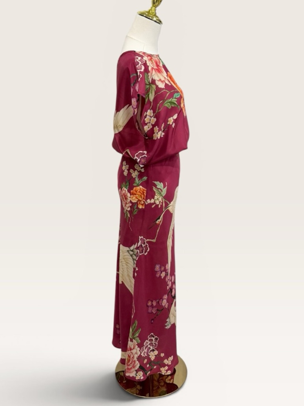 Bryn Walker NWT XXS Burgundy Silk Crane Floral  Print Skirt & Top Set $360 - Picture 4 of 16